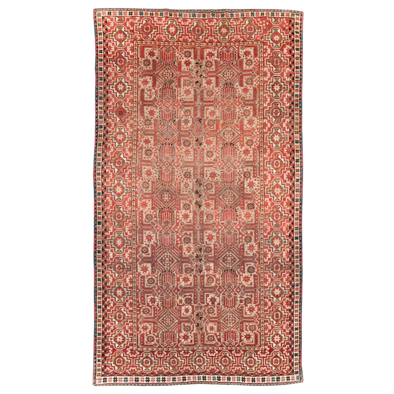Early 20th Century Handmade Central Asian Tribal Gallery Accent Rug For Sale