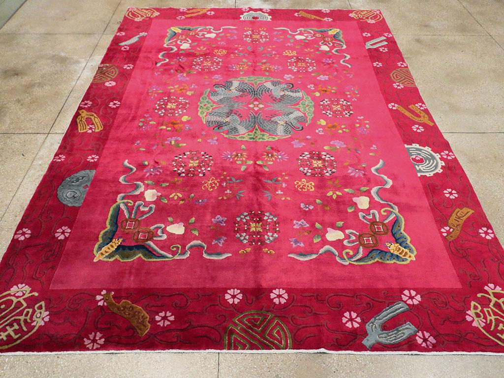 An antique Chinese Art Deco room size carpet handmade during the early 20th century.

Measures: 10' 0