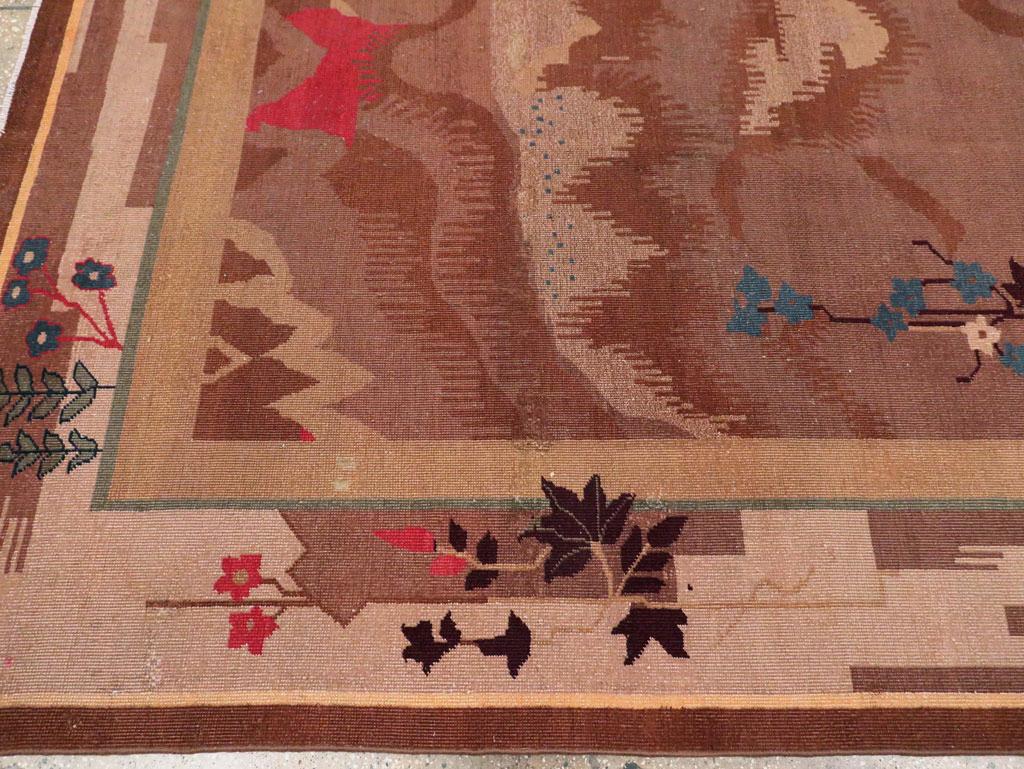 Handgefertigter chinesischer Art-Déco-Teppich in Zimmergröße aus dem frühen 20. Jahrhundert (Handgeknüpft) im Angebot