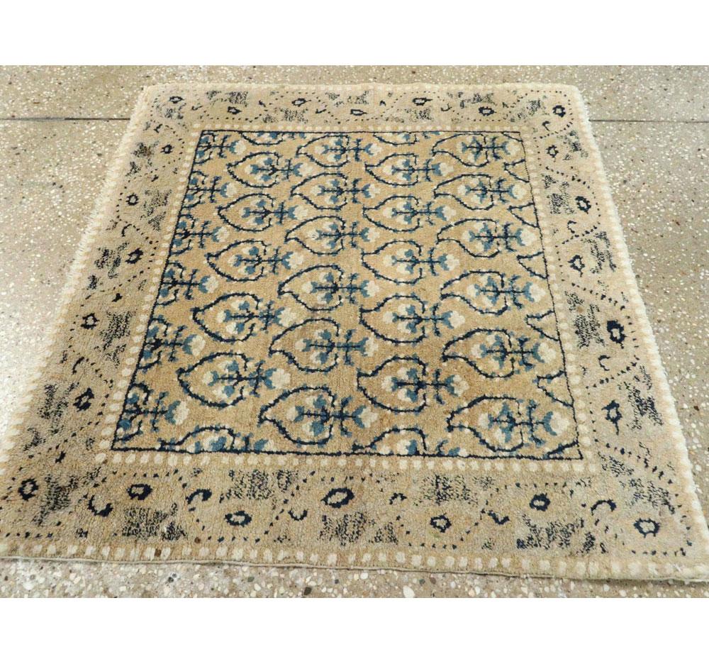Early 20th Century Handmade Chinese Square Throw Rug 1