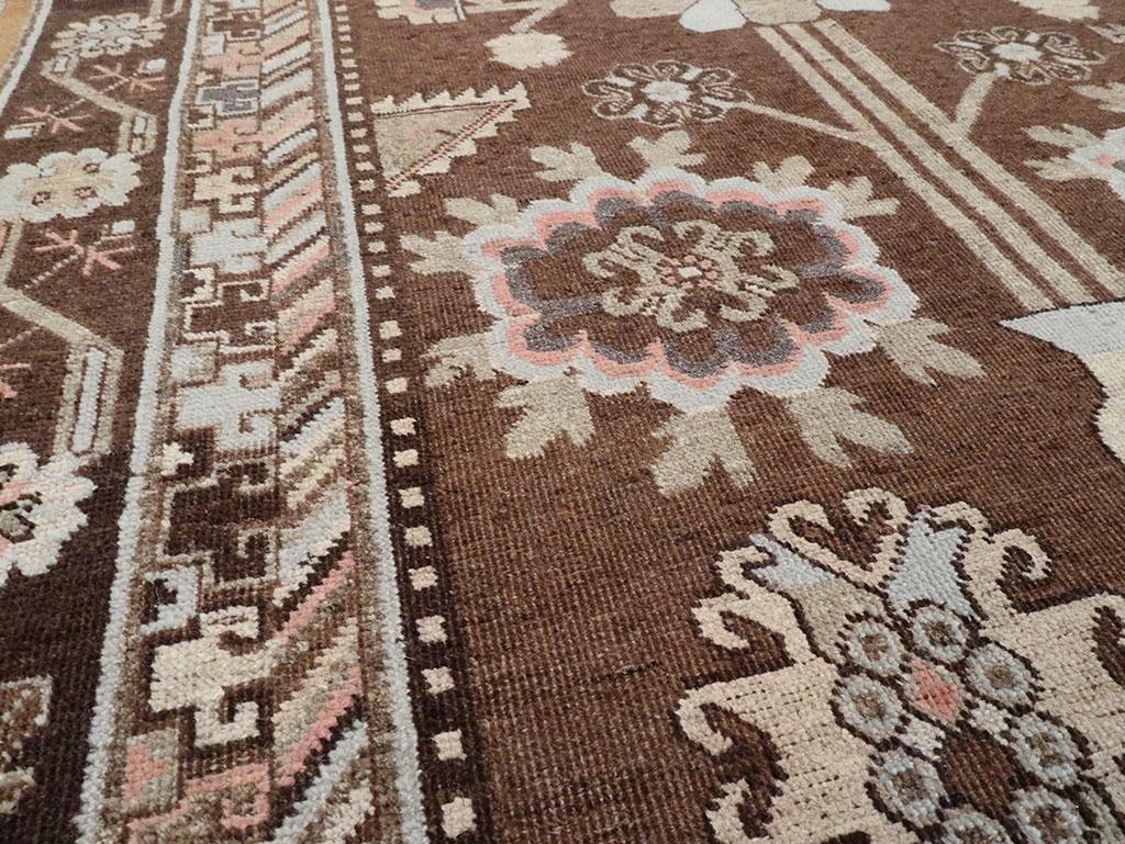 Early 20th Century Handmade East Turkestan Khotan Gallery Accent Rug In Good Condition For Sale In New York, NY