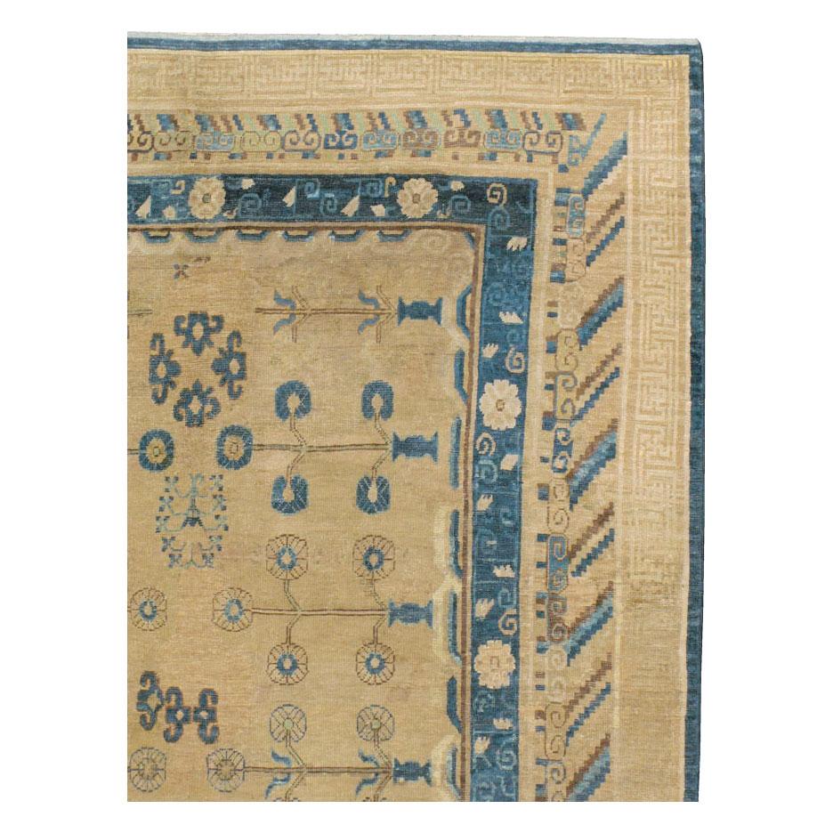 East Turkestani Early 20th Century Handmade East Turkestan Khotan Gallery Carpet, circa 1900 For Sale