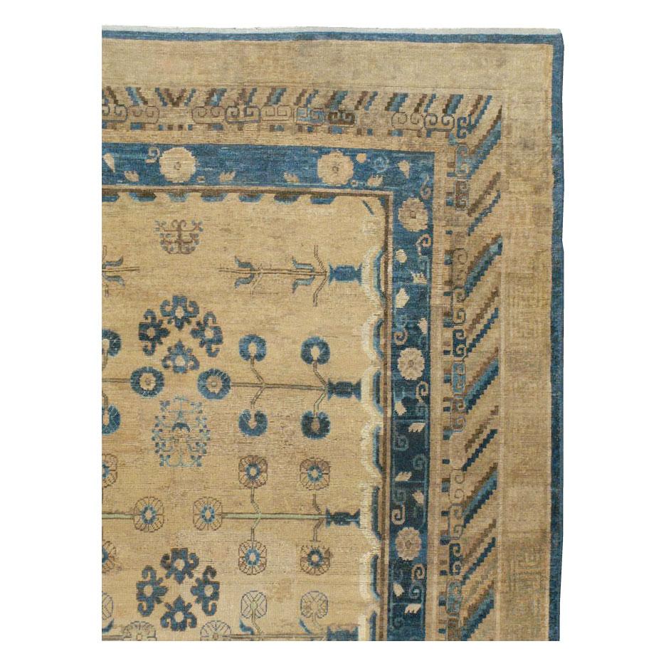 Hand-Knotted Early 20th Century Handmade East Turkestan Khotan Gallery Carpet, circa 1900 For Sale