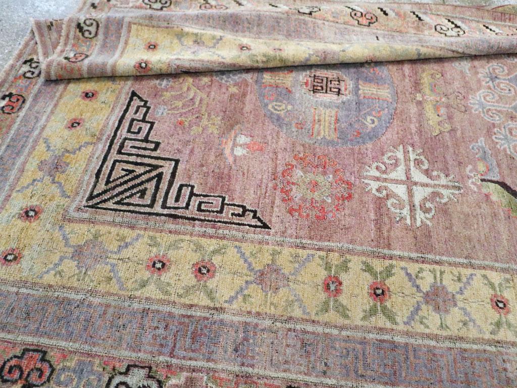 Early 20th Century Handmade East Turkestan Khotan Gallery Carpet For Sale 4