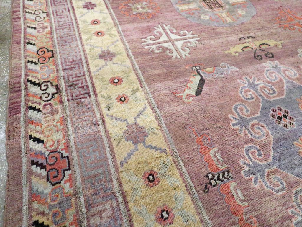 Wool Early 20th Century Handmade East Turkestan Khotan Gallery Carpet For Sale