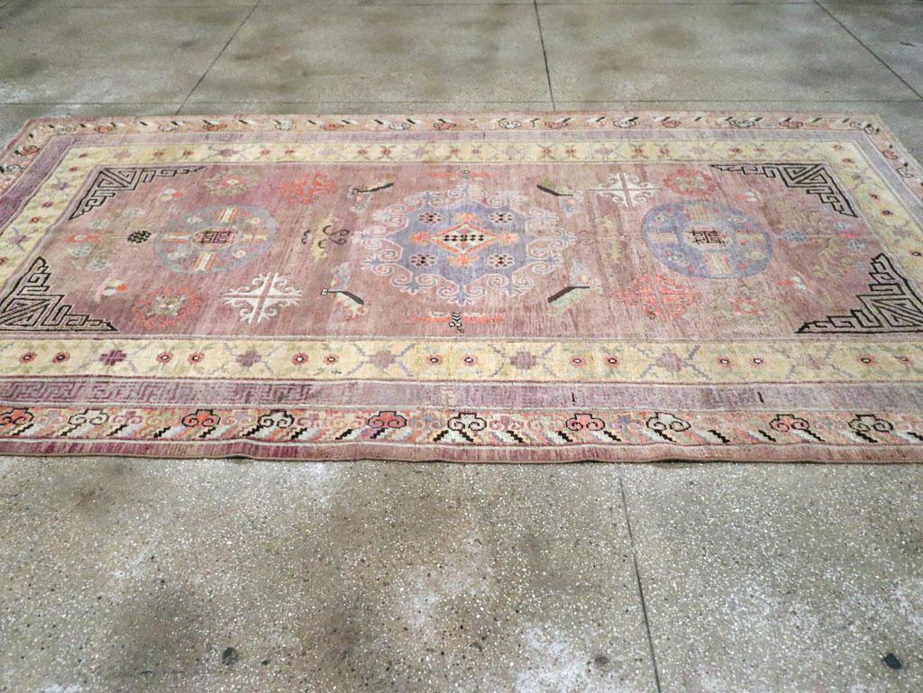 Early 20th Century Handmade East Turkestan Khotan Gallery Carpet For Sale 1