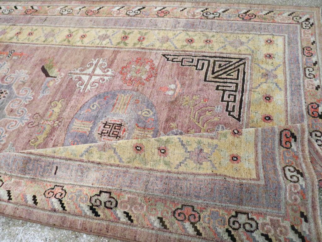 Early 20th Century Handmade East Turkestan Khotan Gallery Carpet For Sale 3