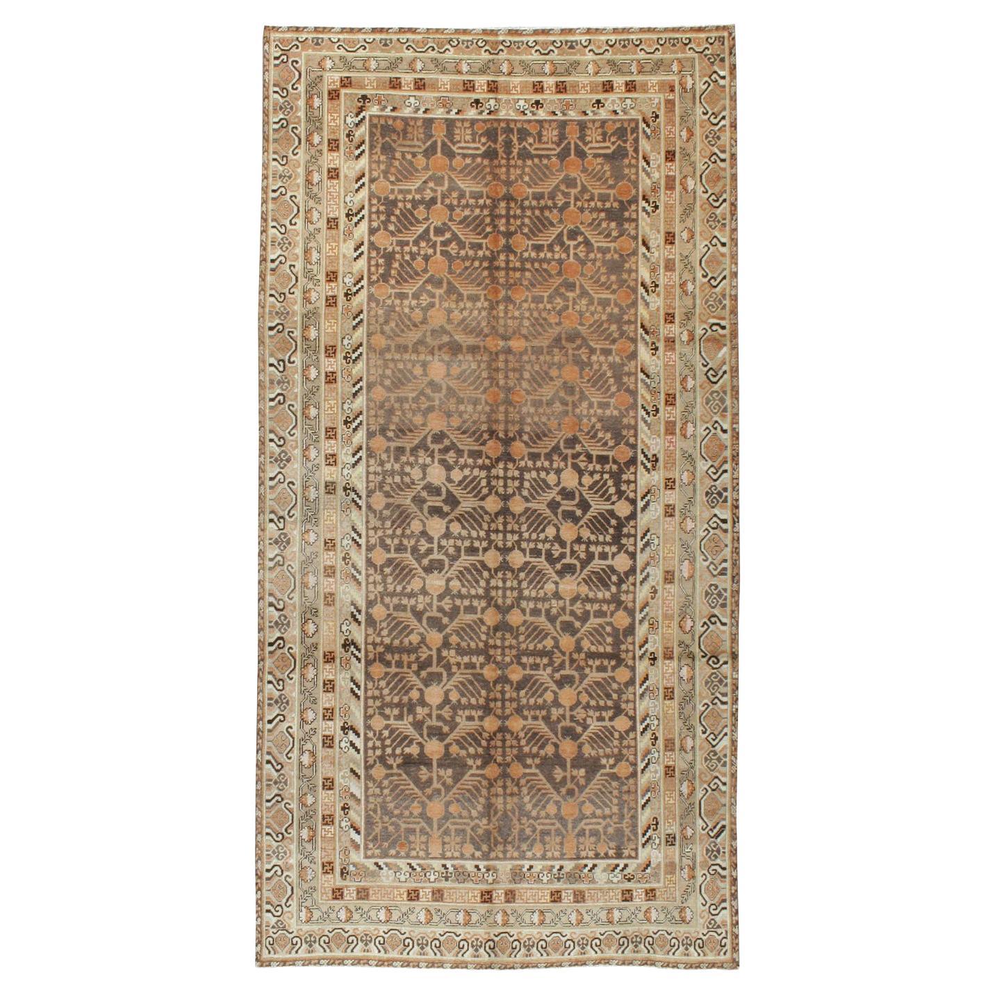 Early 20th Century Handmade East Turkestan Khotan Gallery Carpet For Sale