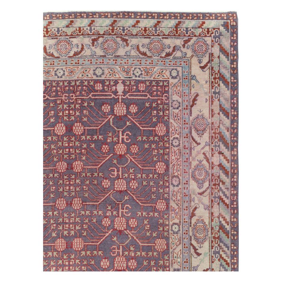 Rustic Early 20th Century Handmade East Turkestan Khotan Room Size Carpet For Sale