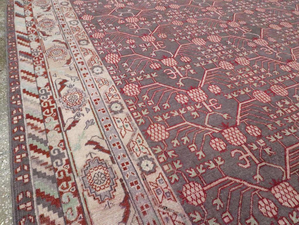 Hand-Knotted Early 20th Century Handmade East Turkestan Khotan Room Size Carpet For Sale