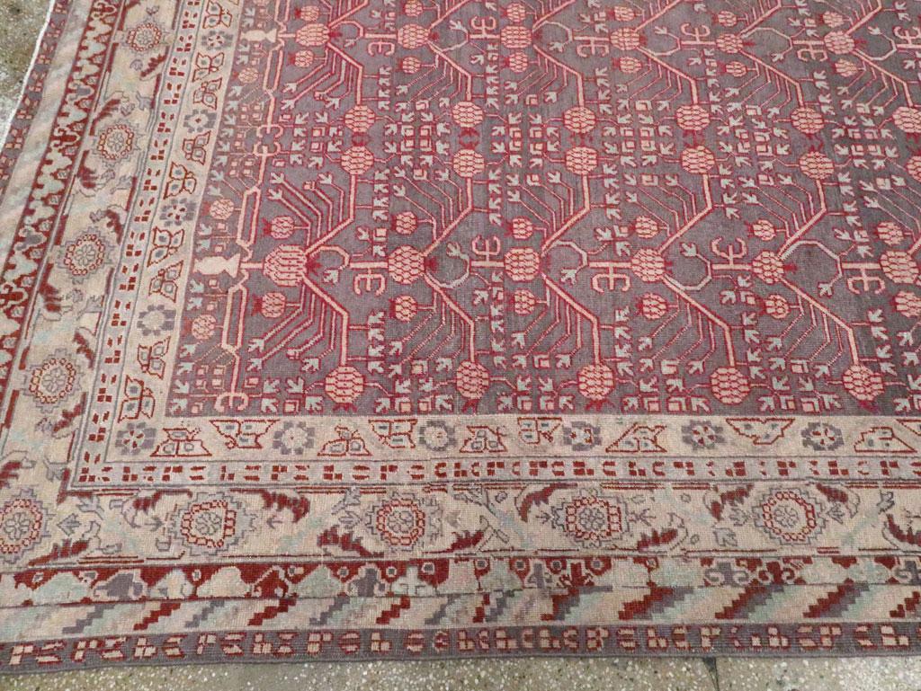 Wool Early 20th Century Handmade East Turkestan Khotan Room Size Carpet For Sale