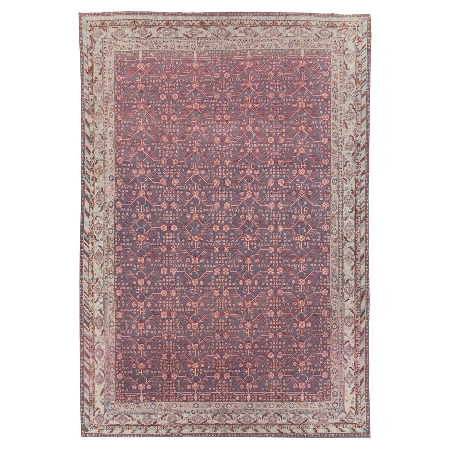 Early 20th Century Handmade East Turkestan Khotan Room Size Carpet For Sale