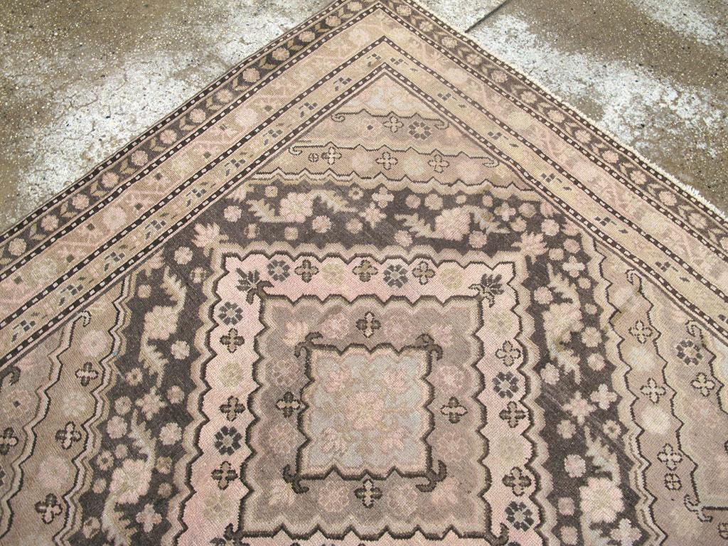 Early 20th Century Handmade East Turkestan Khotan Square Accent Rug For Sale 2