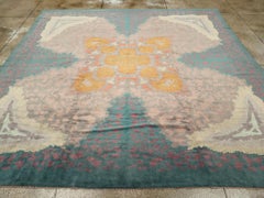 Early 20th Century Handmade French Art Deco Square Room Size Carpet