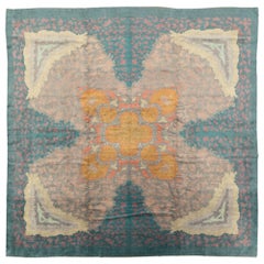 Early 20th Century Handmade French Art Deco Square Room Size Carpet