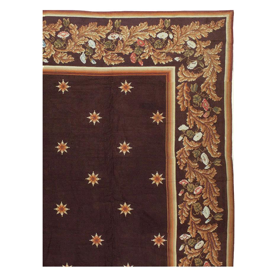 Early 20th Century Handmade French Needlepoint Large Oversize Carpet, circa 1920 In Good Condition For Sale In New York, NY