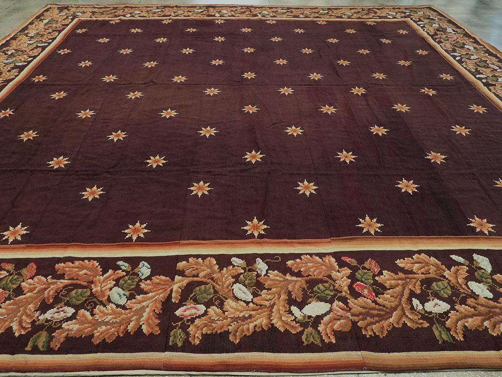 Early 20th Century Handmade French Needlepoint Large Oversize Carpet, circa 1920 For Sale 2