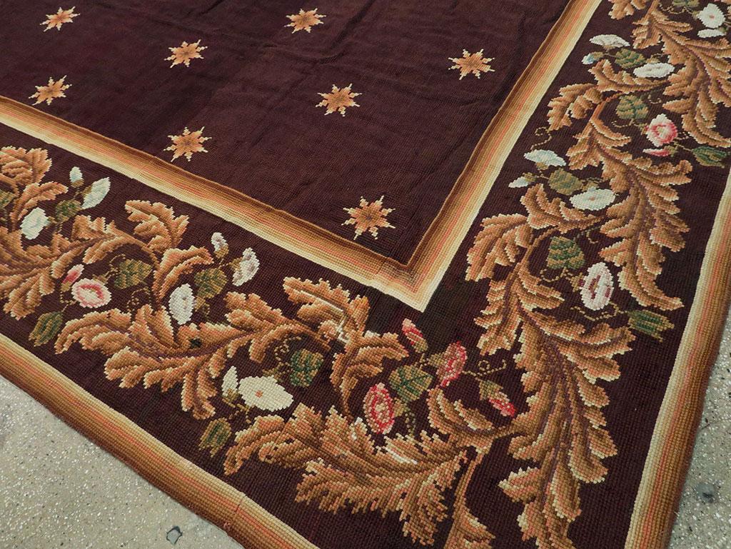 Early 20th Century Handmade French Needlepoint Large Oversize Carpet, circa 1920 For Sale 4