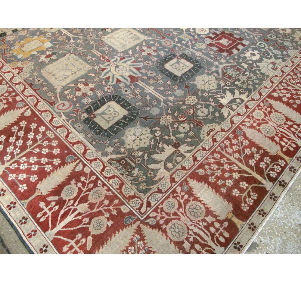 Early 20th Century Handmade Indian Agra Large Square Room Size Carpet For Sale 2