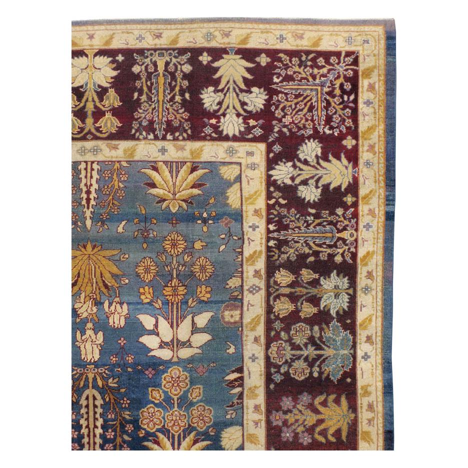 Agra Early 20th Century Handmade Indian Amritsar Room Size Carpet