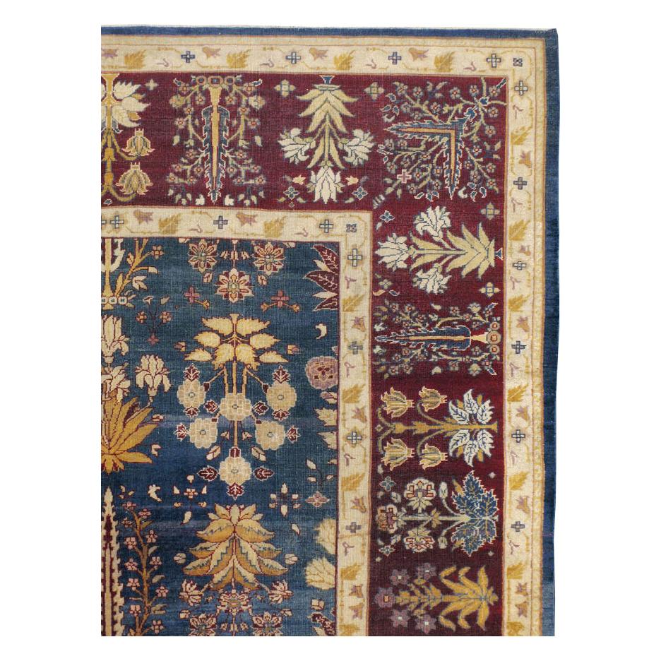 Hand-Knotted Early 20th Century Handmade Indian Amritsar Room Size Carpet