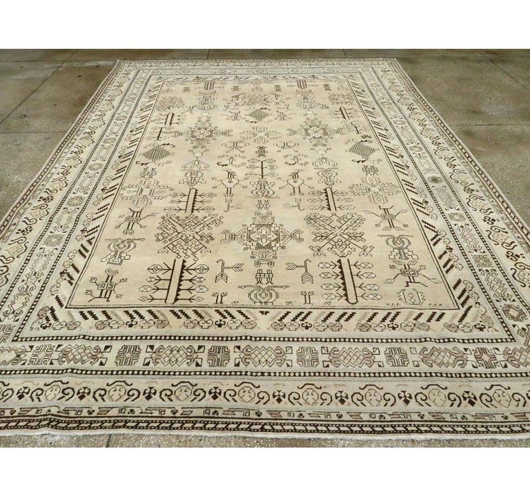 Early 20th Century Handmade Khotan Room Size Rug in Beige and Brown at ...