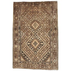 Antique Early 20th Century Handmade Khotan Accent Rug in Brown