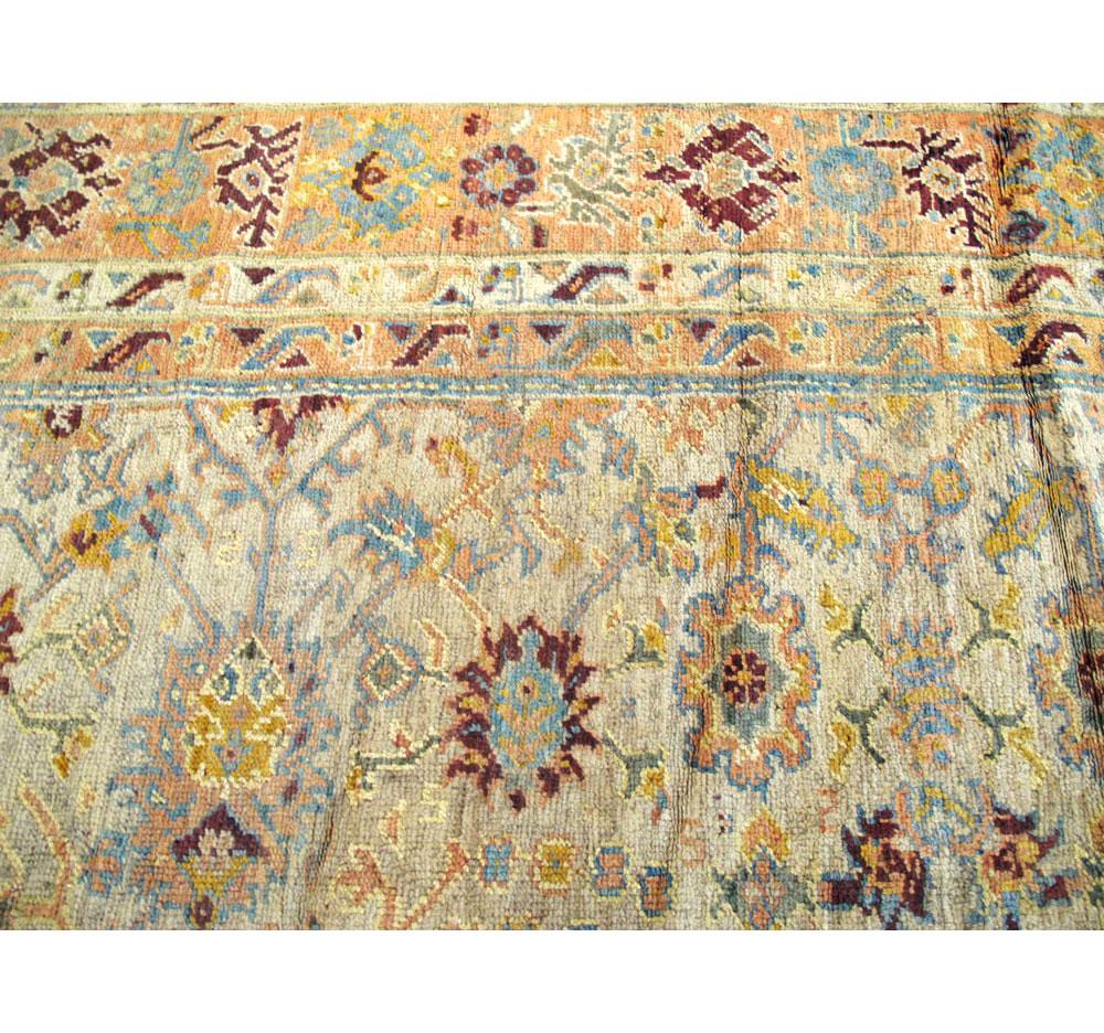 Early 20th Century Handmade Large Square Room Size Turkish Oushak Carpet For Sale 1