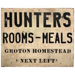 Antique Early 20th Century Handmade Massachusetts Boarding House Advertising Sign