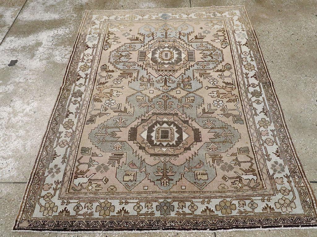 Hand-Knotted Early 20th Century Handmade Northwest Persian Accent Rug For Sale