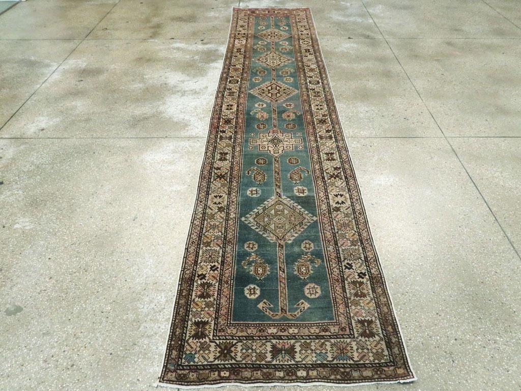 Hand-Knotted Early 20th Century Handmade Northwest Persian Runner For Sale