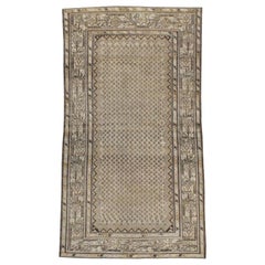 Antique Early 20th Century Handmade Persian 5' x 9' Gallery Accent Rug in Neutral Tones