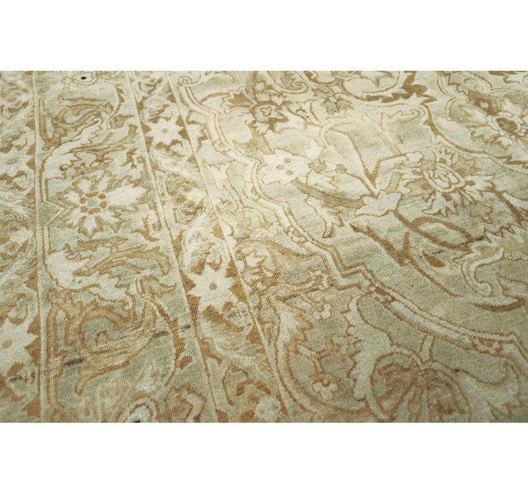 Early 20th Century Handmade Persian Accent Rug in Beige and Soft Greens ...
