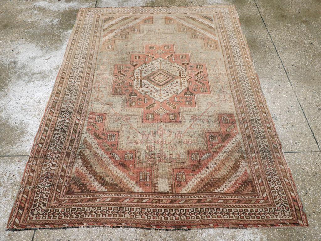 An antique Persian Afshar accent rug handmade during the early 20th century.

Measures: 4' 6