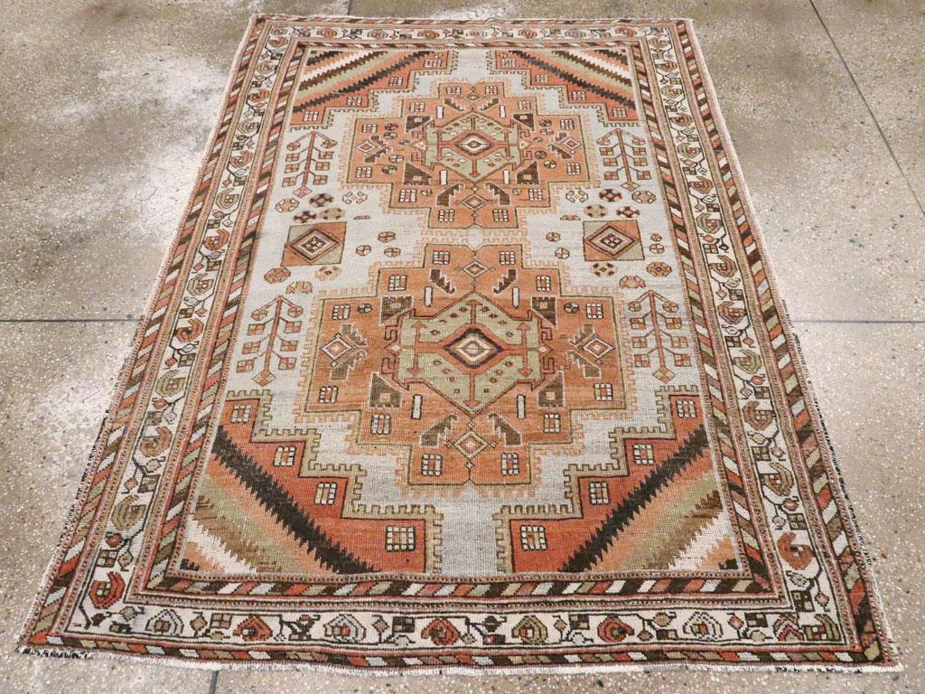 Hand-Knotted Early 20th Century Handmade Persian Afshar Accent Rug For Sale
