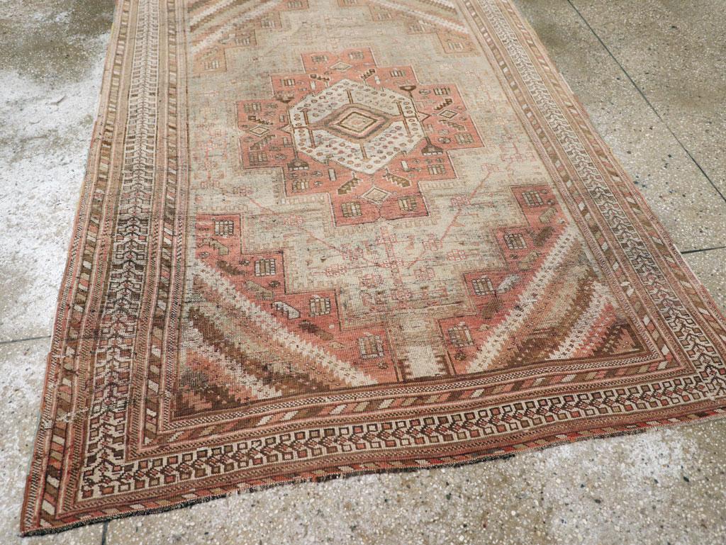 Wool Early 20th Century Handmade Persian Afshar Accent Rug For Sale