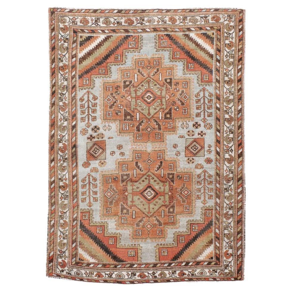 Early 20th Century Handmade Persian Afshar Accent Rug For Sale