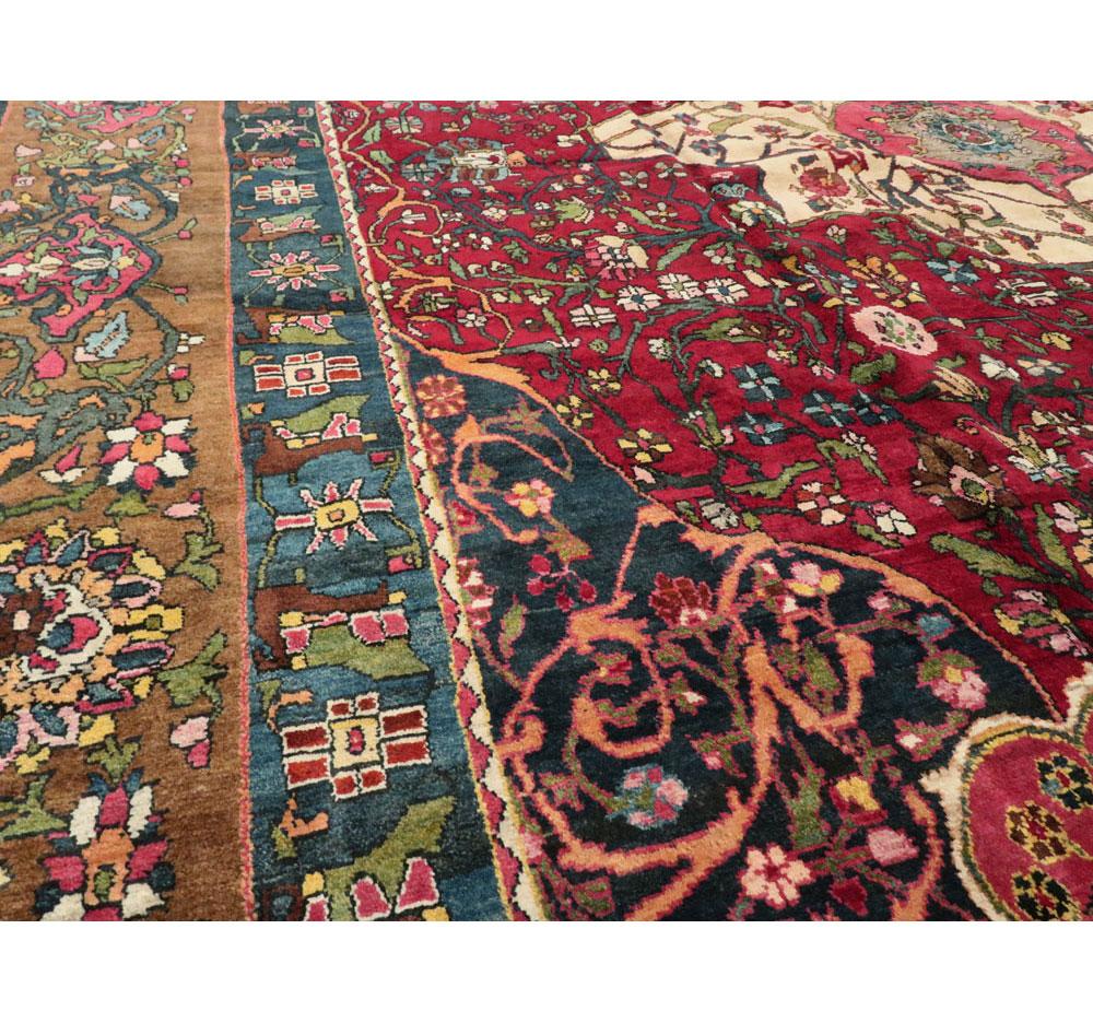 Wool Early 20th Century Handmade Persian Bakhtiari Tribal Room Size Carpet