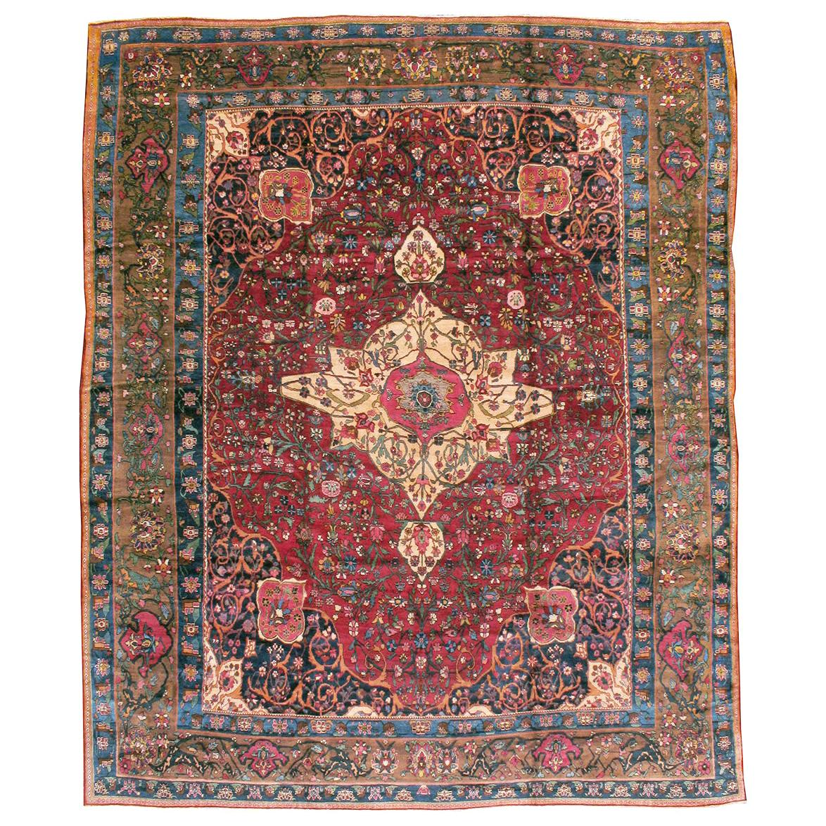 Early 20th Century Handmade Persian Bakhtiari Tribal Room Size Carpet