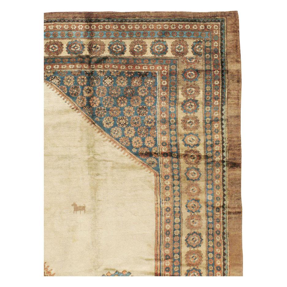 Rustic Early 20th Century Handmade Persian Bakshaish Large Room Size Carpet For Sale