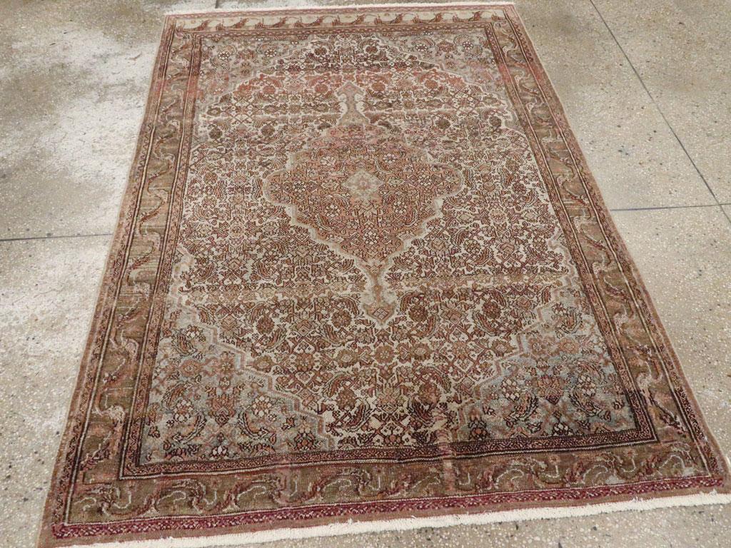 Rustic Early 20th Century Handmade Persian Bibikabad Accent Rug For Sale