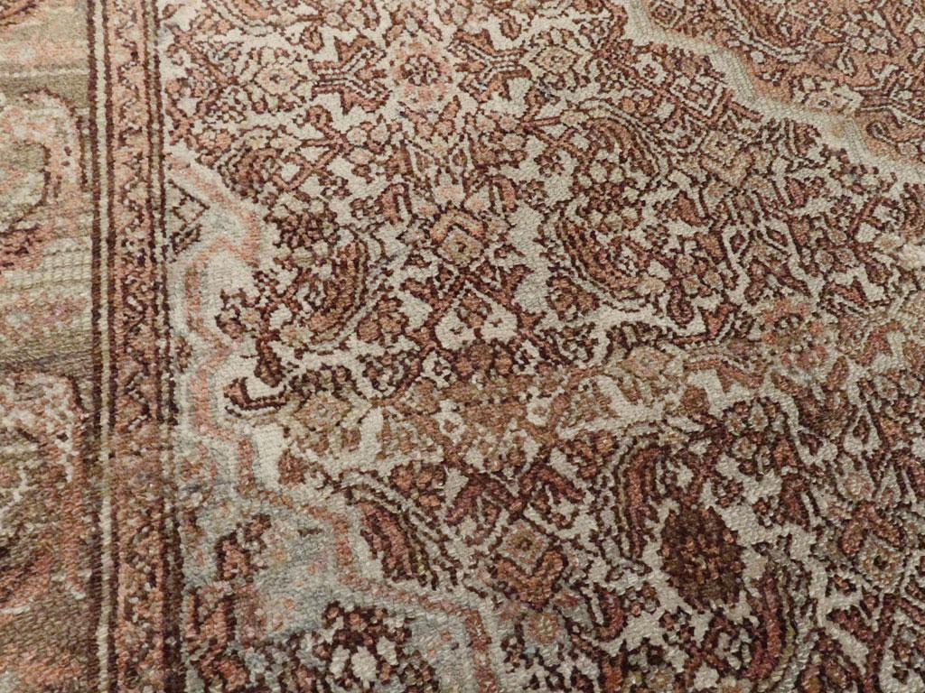 Hand-Knotted Early 20th Century Handmade Persian Bibikabad Accent Rug For Sale