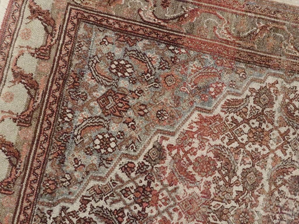 Wool Early 20th Century Handmade Persian Bibikabad Accent Rug For Sale