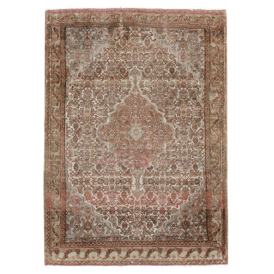 Early 20th Century Handmade Persian Bibikabad Accent Rug