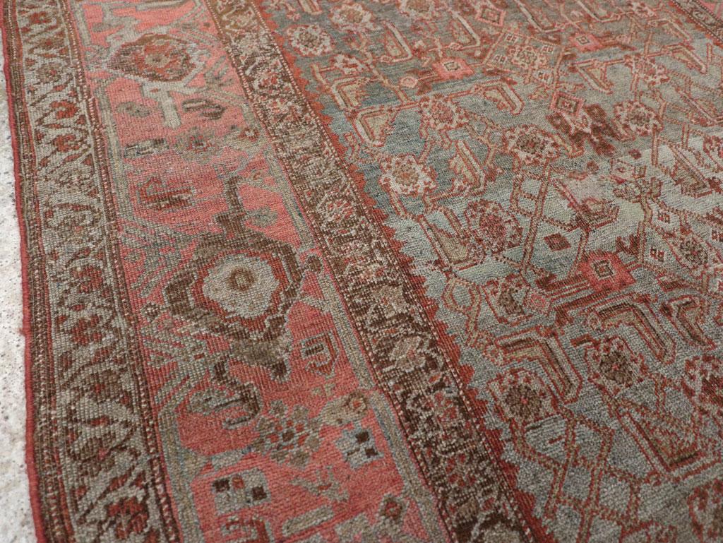 Rustic Early 20th Century Handmade Persian Bidjar Accent Rug For Sale