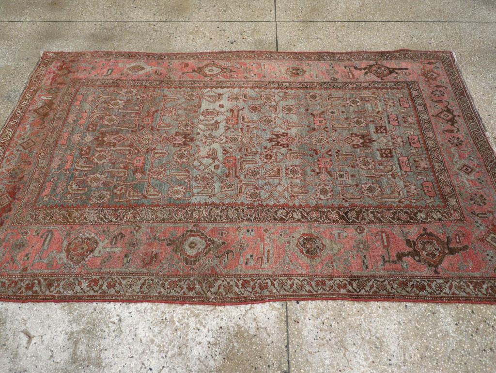 Hand-Knotted Early 20th Century Handmade Persian Bidjar Accent Rug For Sale