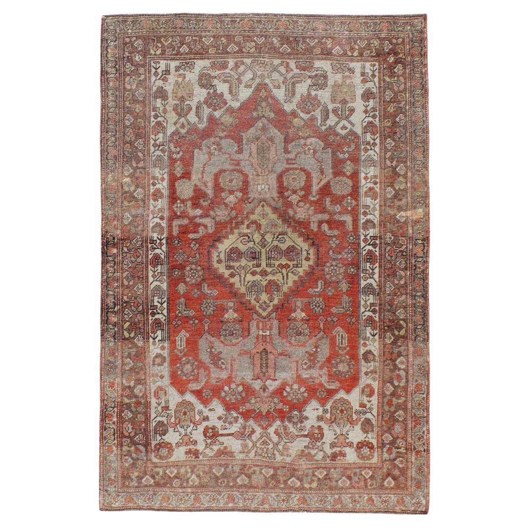 Early 20th Century Handmade Persian Bidjar Accent Rug