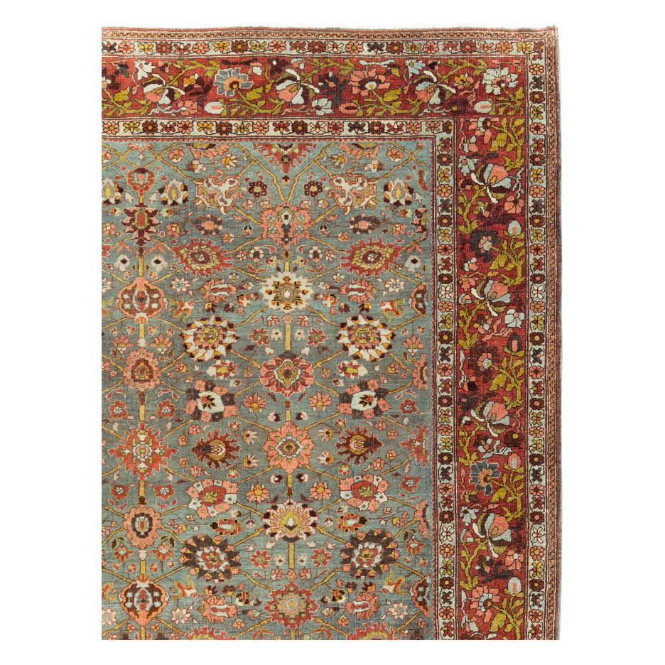 Rustic Early 20th Century Handmade Persian Bidjar Room Size Carpet For Sale