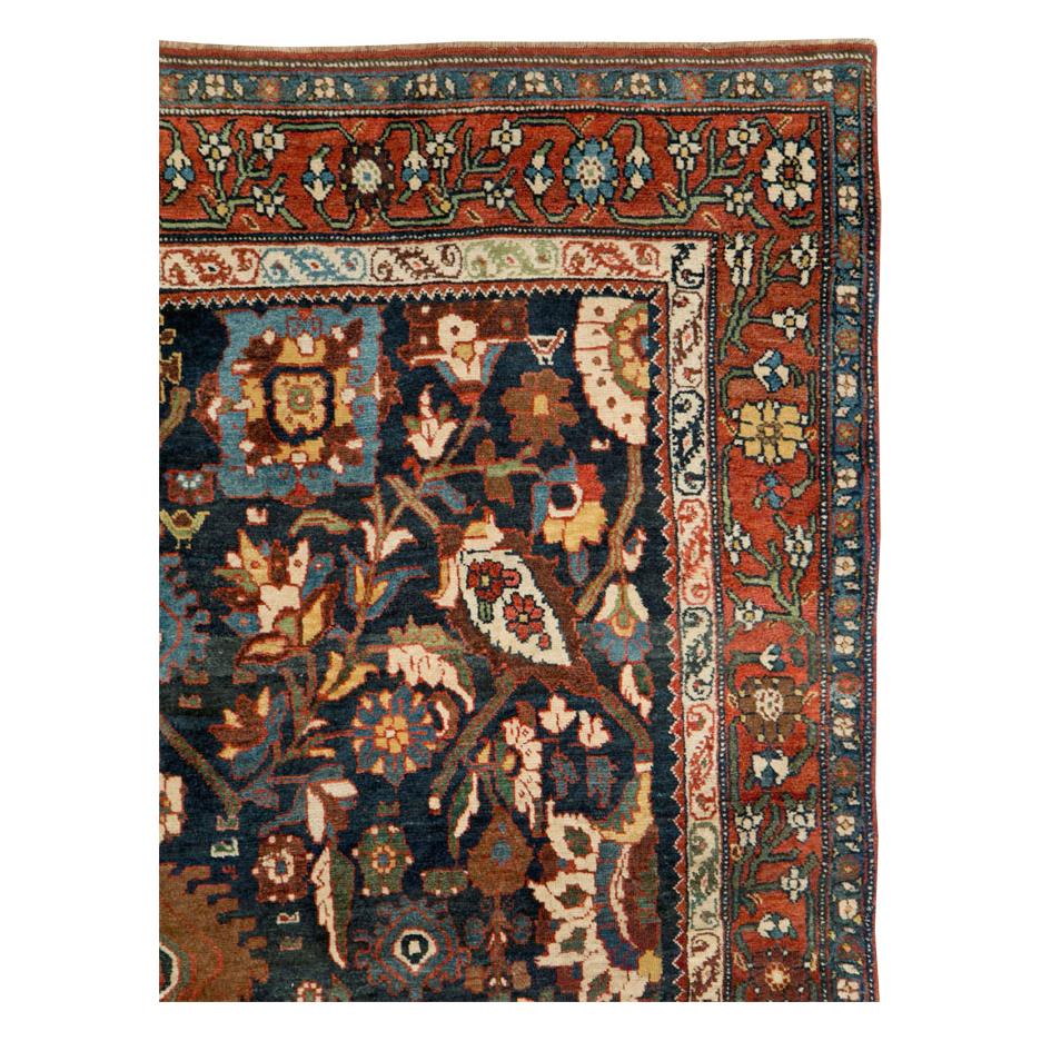 Tribal Early 20th Century Handmade Persian Bidjar Small Room Size Carpet For Sale