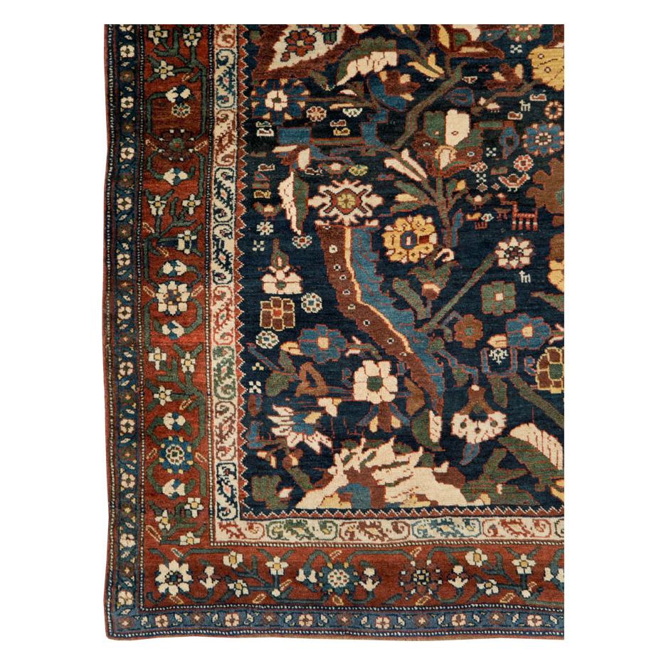 Hand-Knotted Early 20th Century Handmade Persian Bidjar Small Room Size Carpet For Sale